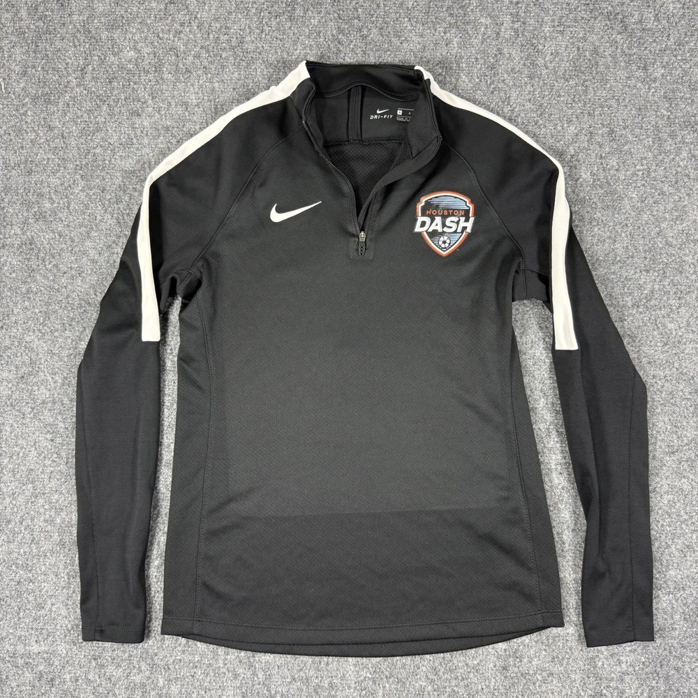 Nike Houston Dash 1/4 Zip Drill Top Womens Small Black NWSL Soccer Jacket 831580